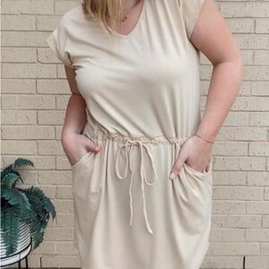 Casual Cream Dress with Pockets
